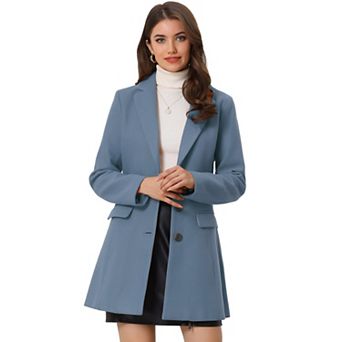 Women's Notched Lapel Long Sleeves Single Breasted Winter Long Coat