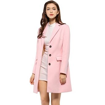 Women's Notched Lapel Long Sleeves Single Breasted Winter Long Coat