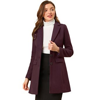 Women's Notched Lapel Long Sleeves Single Breasted Winter Long Coat