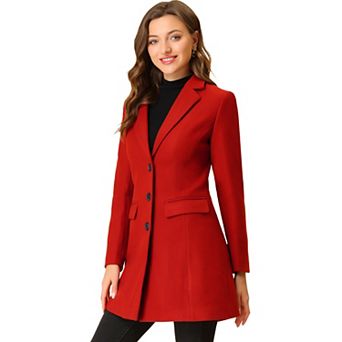 Women's Notched Lapel Long Sleeves Single Breasted Winter Long Coat