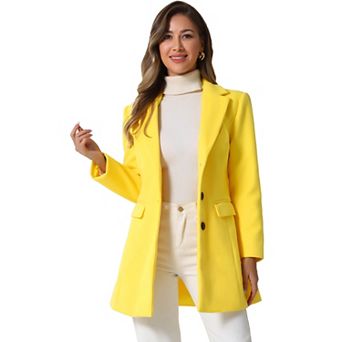 Women's Notched Lapel Long Sleeves Single Breasted Winter Long Coat