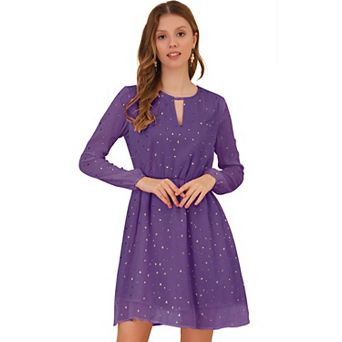 Women's Choker V Neck Long Sleeves Above Knee A Line Dress