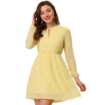 Women's Choker V Neck Long Sleeves Above Knee A Line Dress