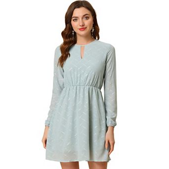 Women's Choker V Neck Long Sleeves Above Knee A Line Dress