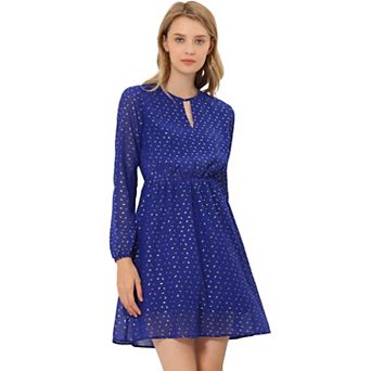 Women's Choker V Neck Long Sleeves Above Knee A Line Dress