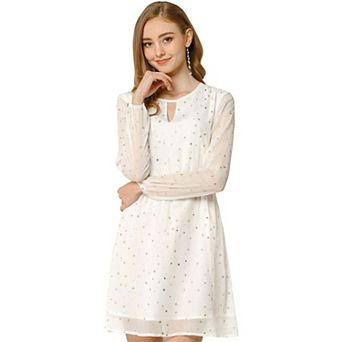 Women's Choker V Neck Long Sleeves Above Knee A Line Dress