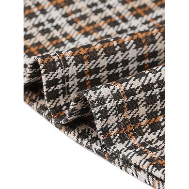 Women's Houndstooth Plaid Above Knee Sleeveless Fit and Flare Dress