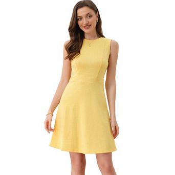 Women's Houndstooth Plaid Above Knee Sleeveless Fit and Flare Dress