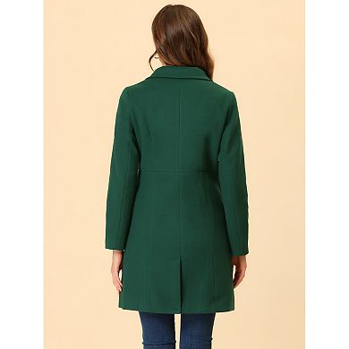 Women's Notched Lapel Double Breasted Winter Long Trenchcoat