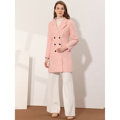 Women's Notched Lapel Double Breasted Winter Long Trenchcoat
