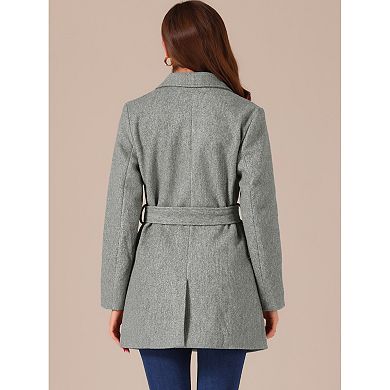 Women's Notch Lapel Double Breasted Belted Mid Length Trenchcoat