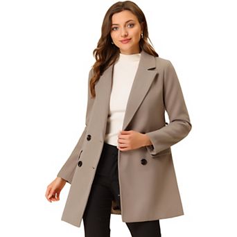 Women's Notch Lapel Double Breasted Belted Mid Length Trenchcoat
