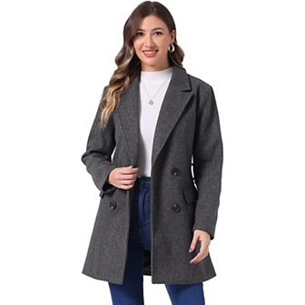 Women's Notch Lapel Double Breasted Belted Mid Length Trenchcoat