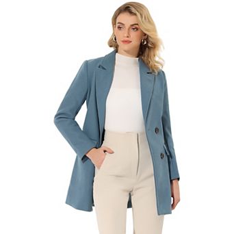 Women's Notch Lapel Double Breasted Belted Mid Length Trenchcoat