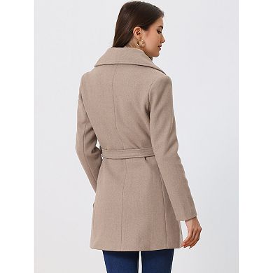 Women's Cute Turn Down Collar Single Breasted Long Belted Trenchcoat