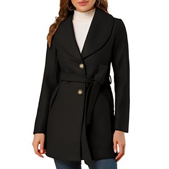 Women's Cute Turn Down Collar Single Breasted Long Belted Trenchcoat