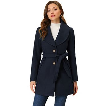 Women's Cute Turn Down Collar Single Breasted Long Belted Trenchcoat