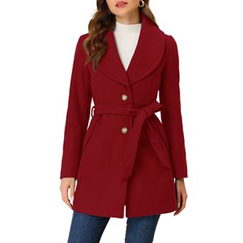 Women's Cute Turn Down Collar Single Breasted Long Belted Trenchcoat