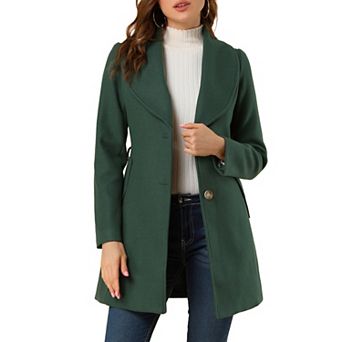 Women's Cute Turn Down Collar Single Breasted Long Belted Trenchcoat
