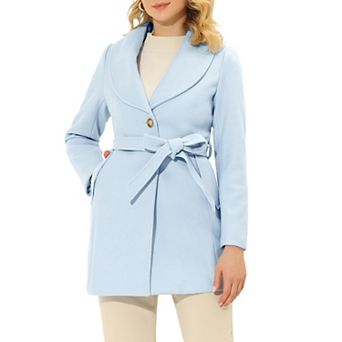Women's Cute Turn Down Collar Single Breasted Long Belted Trenchcoat