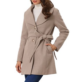 Women's Cute Turn Down Collar Single Breasted Long Belted Trenchcoat