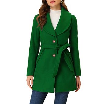 Women's Cute Turn Down Collar Single Breasted Long Belted Trenchcoat