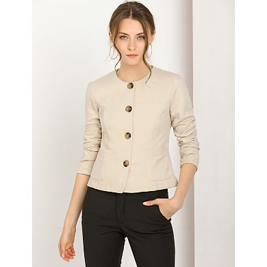 Women's Fall Vintage Lightweight Short Button Jacket With Pockets