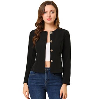 Women's Fall Vintage Lightweight Short Button Jacket with Pockets