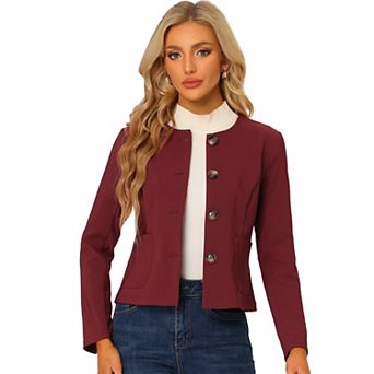 Women's Fall Vintage Lightweight Short Button Jacket with Pockets