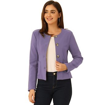 Women's Fall Vintage Lightweight Short Button Jacket with Pockets