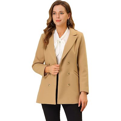 Women's Notched Lapel Long Sleeves Double Breasted Winter