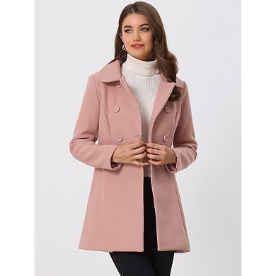 Women's Peter Pan Collar Double Breasted Long Sleeve Winter Coat