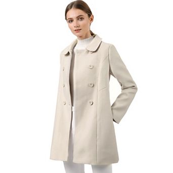 Women's Peter Pan Collar Double Breasted Long Sleeve Winter Coat