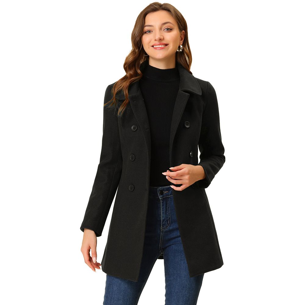 Women's Peter Pan Collar Double Breasted Long Sleeve Winter Coat