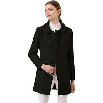 Women's Peter Pan Collar Double Breasted Long Sleeve Winter Coat