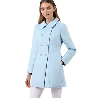 Women's Peter Pan Collar Double Breasted Long Sleeve Winter Coat