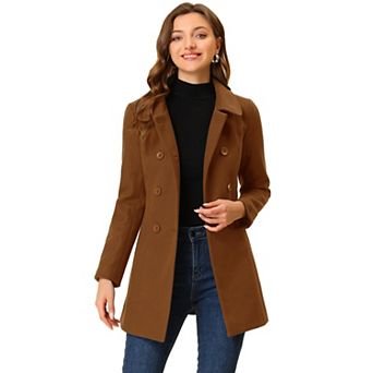 Women's Peter Pan Collar Double Breasted Long Sleeve Winter Coat