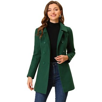 Women's Peter Pan Collar Double Breasted Long Sleeve Winter Coat