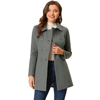 Women's Peter Pan Collar Double Breasted Long Sleeve Winter Coat