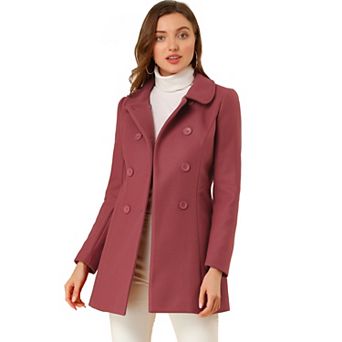 Women's Peter Pan Collar Double Breasted Long Sleeve Winter Coat