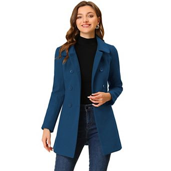 Women's Peter Pan Collar Double Breasted Long Sleeve Winter Coat