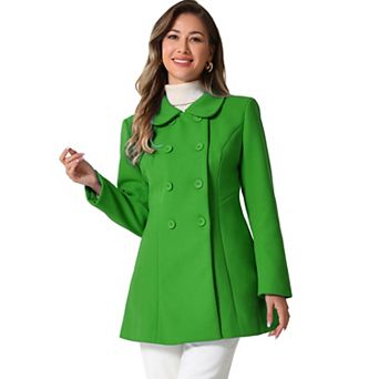 Women's Peter Pan Collar Double Breasted Long Sleeve Winter Coat