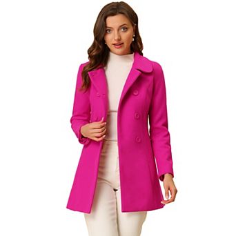 Women's Peter Pan Collar Double Breasted Long Sleeve Winter Coat