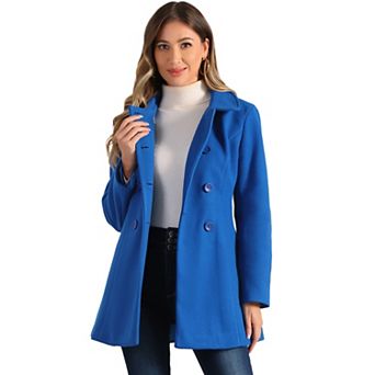 Women's Peter Pan Collar Double Breasted Long Sleeve Winter Coat