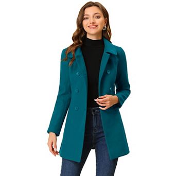 Women's Peter Pan Collar Double Breasted Long Sleeve Winter Coat