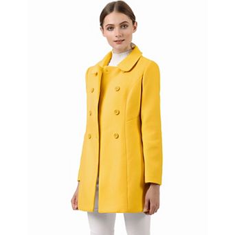 Women's Peter Pan Collar Double Breasted Long Sleeve Winter Coat