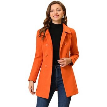 Women's Peter Pan Collar Double Breasted Long Sleeve Winter Coat