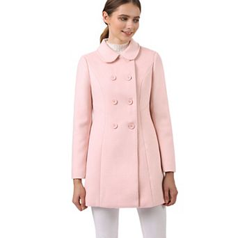 Women's Peter Pan Collar Double Breasted Long Sleeve Winter Coat