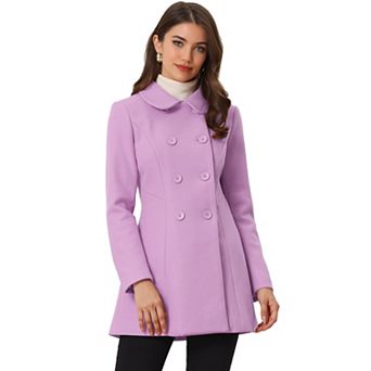 Women's Peter Pan Collar Double Breasted Long Sleeve Winter Coat