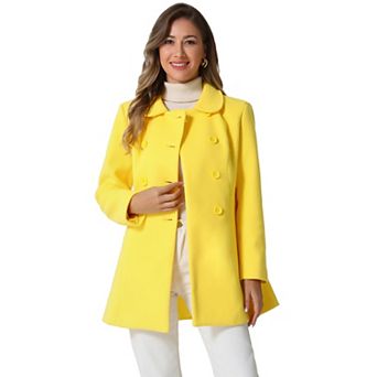 Women's Peter Pan Collar Double Breasted Long Sleeve Winter Coat